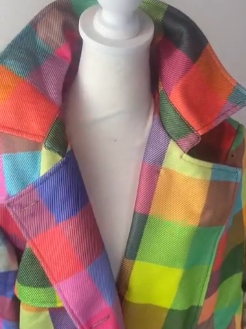 Rainbow plaid trench coat dress plus size 3x the gap asos fans - Picture 5 of 13